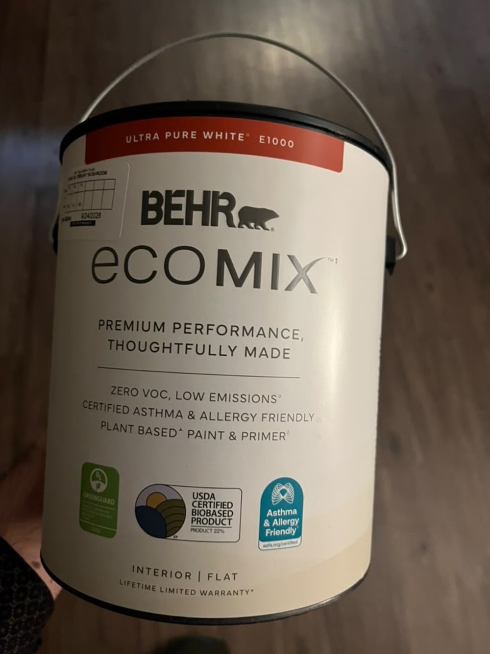 BEHR ecomix Ultra Pure White Interior Paint - Flat